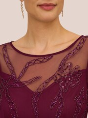 Adrianna Papell Red Studio Beaded Long Sleeve Gown - Image 4 of 6