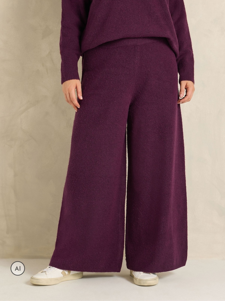 Ljubičasto - Evans pletene pantalone sa širokim nogama - Slika 1 od 5 Ljubičasto - Evans pletene pantalone sa širokim nogama - Slika 1 od 5