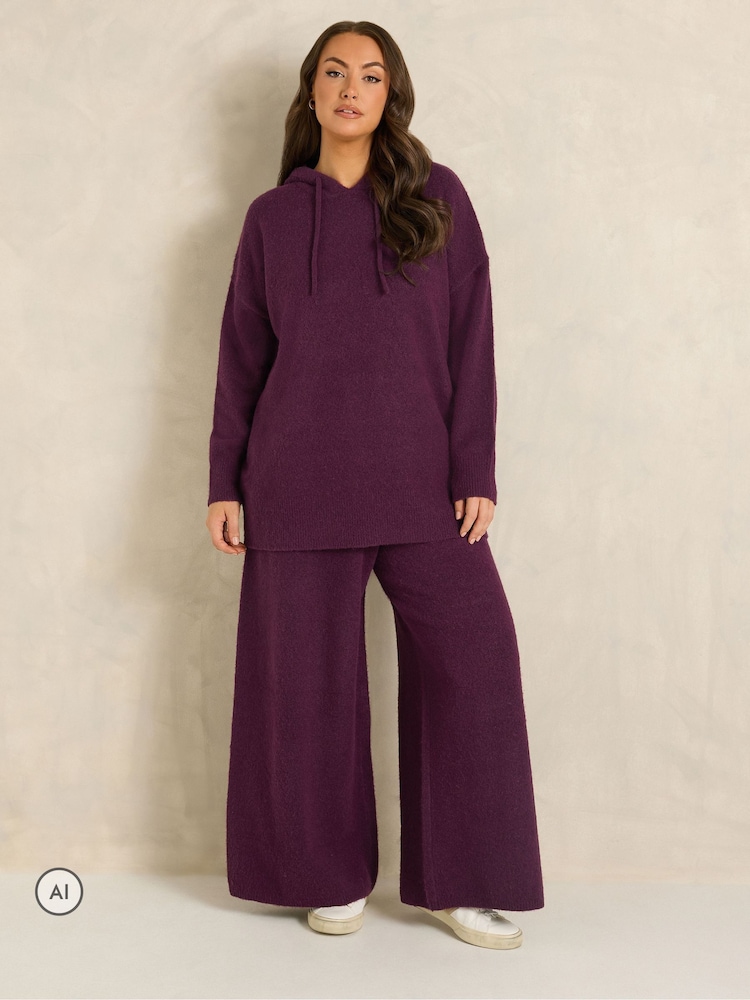 Ljubičasto - Evans pletene pantalone sa širokim nogama - Slika 2 od 5 Ljubičasto - Evans pletene pantalone sa širokim nogama - Slika 2 od 5