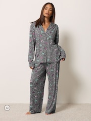 PixieGirl Petite Grey Bows Soft Touch Long Sleeve Pyjamas - Image 1 of 6