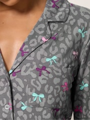 PixieGirl Petite Grey Bows Soft Touch Long Sleeve Pyjamas - Image 4 of 6