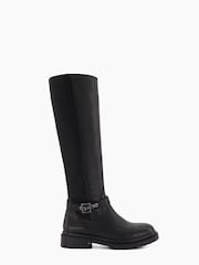 Dune London Black Teller Cleated Buckle Knee High Boots - Image 3 of 6