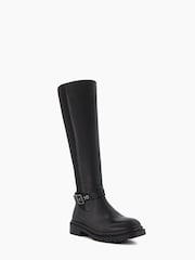 Dune London Black Teller Cleated Buckle Knee High Boots - Image 4 of 6