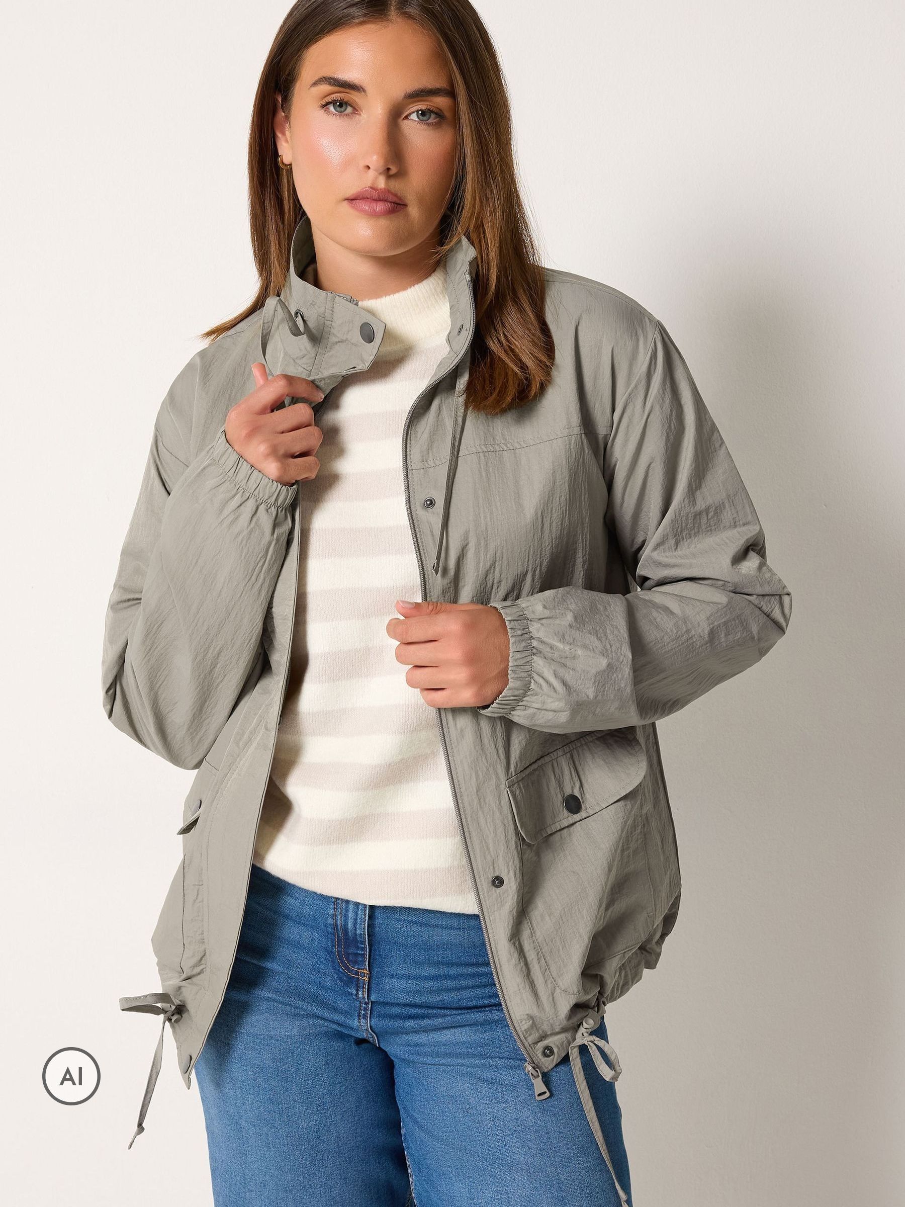 Long Tall Sally Women's Grey Tall Windbreaker Jacket In Size 20 - Image 2