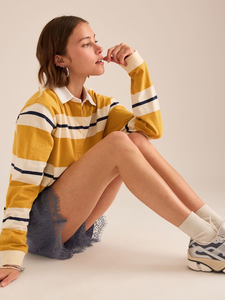 Anthropologie Yellow Stripe Rugby Shirt - Image 4 of 4