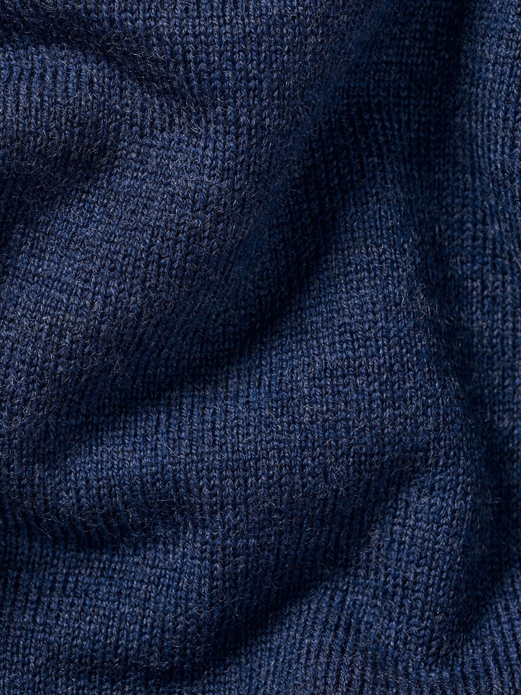 Charles Tyrwhitt Blue Pure Merino Quarter Zip Jumper - Image 4 of 4