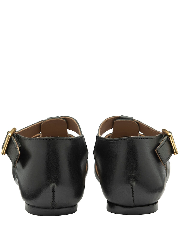 Ravel Black Flat Leather Fisherman Sandals - Image 3 of 4