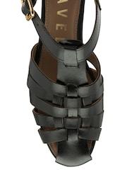 Ravel Black Flat Leather Fisherman Sandals - Image 4 of 4