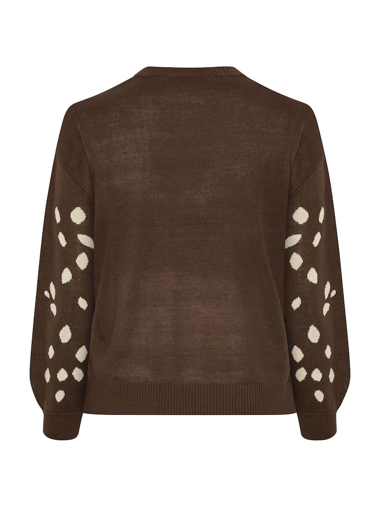 Yours Curve Brown Limited Deer Print Knitted Jumper - Image 6 of 6