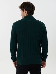 Saltwell Cable Knit Bomull Hög ståkrage Quarter Zip Jumper - Bild 2 av 5