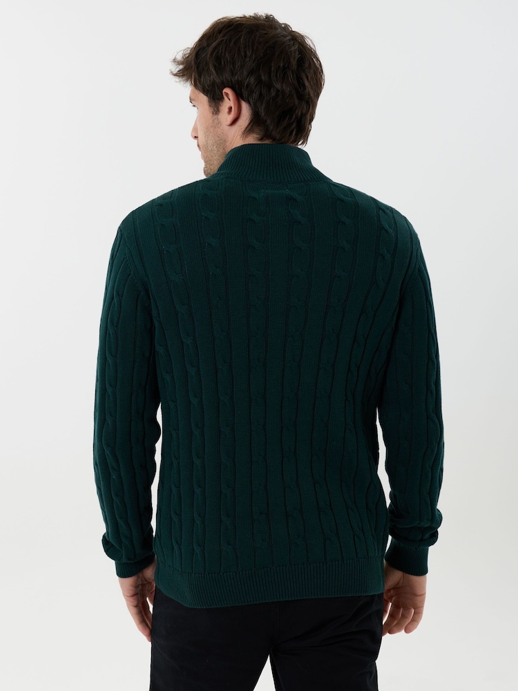 Saltwell Cable Knit Bomull Hög ståkrage Quarter Zip Jumper - Bild 2 av 5