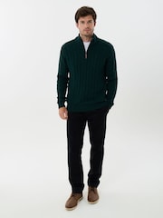 Saltwell Cable Knit Bomull Hög ståkrage Quarter Zip Jumper - Bild 3 av 5