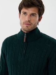 Saltwell Cable Knit Bomull Hög ståkrage Quarter Zip Jumper - Bild 4 av 5