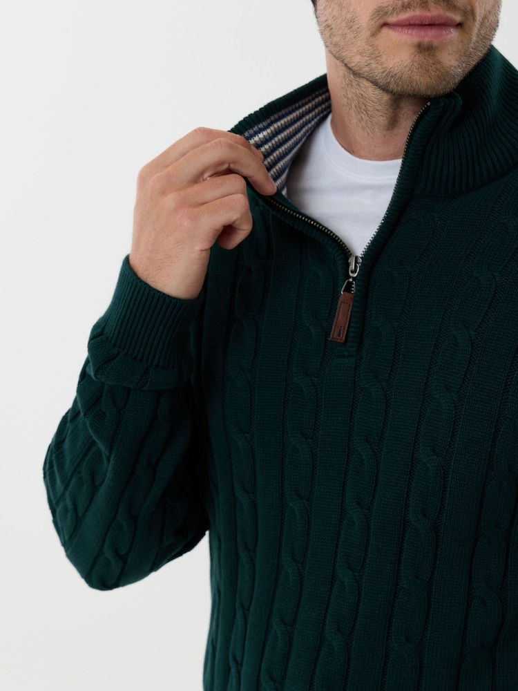 Saltwell Cable Knit Bomull Hög ståkrage Quarter Zip Jumper - Bild 5 av 5