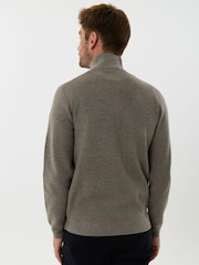 Saltwell Brown Double-Layered Collar Quarter Zip Jumper - Image 2 of 6