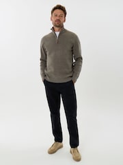 Saltwell Brown Double-Layered Collar Quarter Zip Jumper - Image 3 of 6
