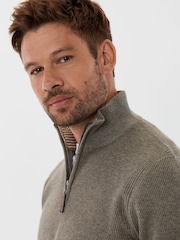Saltwell Brown Double-Layered Collar Quarter Zip Jumper - Image 5 of 6