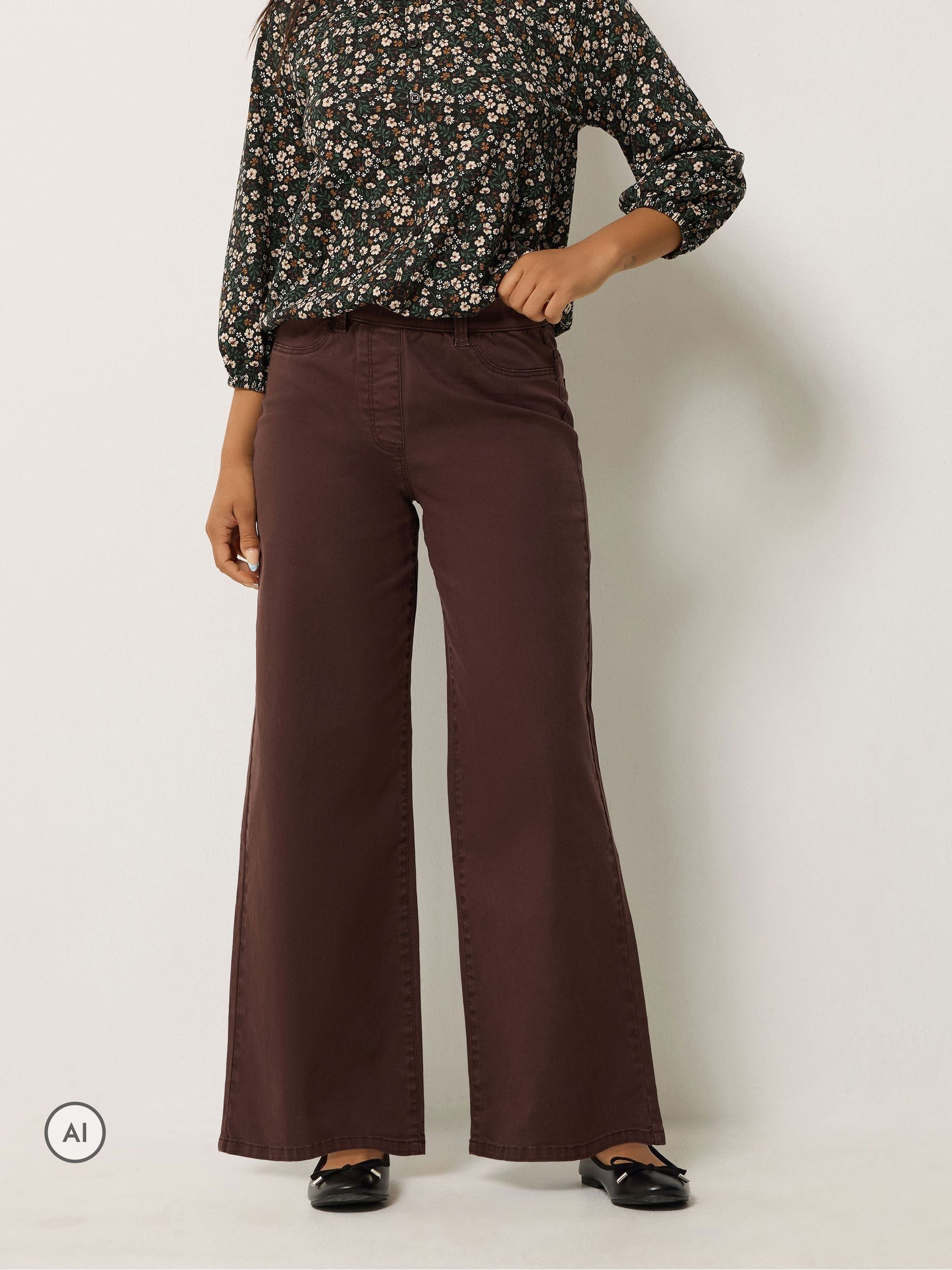 M&Co Petites Brown Mco Petites Wide Leg Jeggings - Image 2