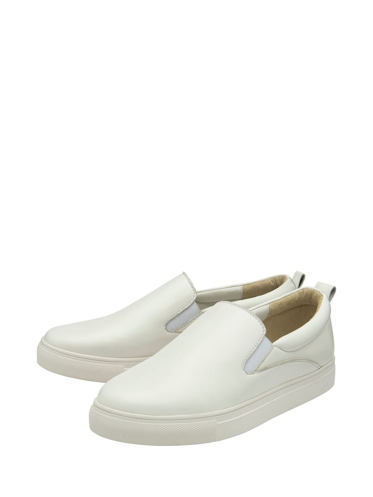 Ravel White Leather Slip-Ons Trainers - Image 2 of 4