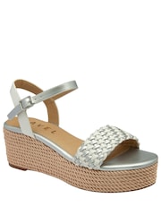 Ravel Silver Woven Upper Sandals On A Flatform Wegde Unit - Image 1 of 4