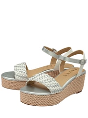 Ravel Silver Woven Upper Sandals On A Flatform Wegde Unit - Image 2 of 4