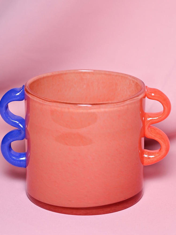Widdop Orange Glass Vase With Wavey Handles - Image 1 of 3