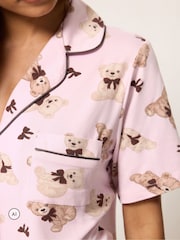 PixieGirl Petite Pink Soft Touch Teddy Print Pyjamas - Image 4 of 5