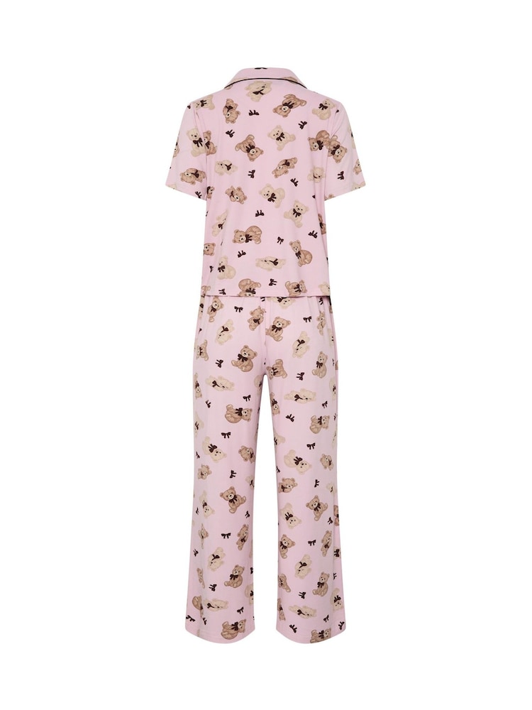 PixieGirl Petite Pink Soft Touch Teddy Print Pyjamas - Image 5 of 5 PixieGirl Petite Pink Soft Touch Teddy Print Pyjamas - Image 5 of 5