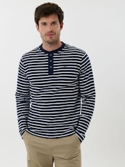 Saltwell Blue Textured Cotton Grandad Collar Top - Image 1 of 5