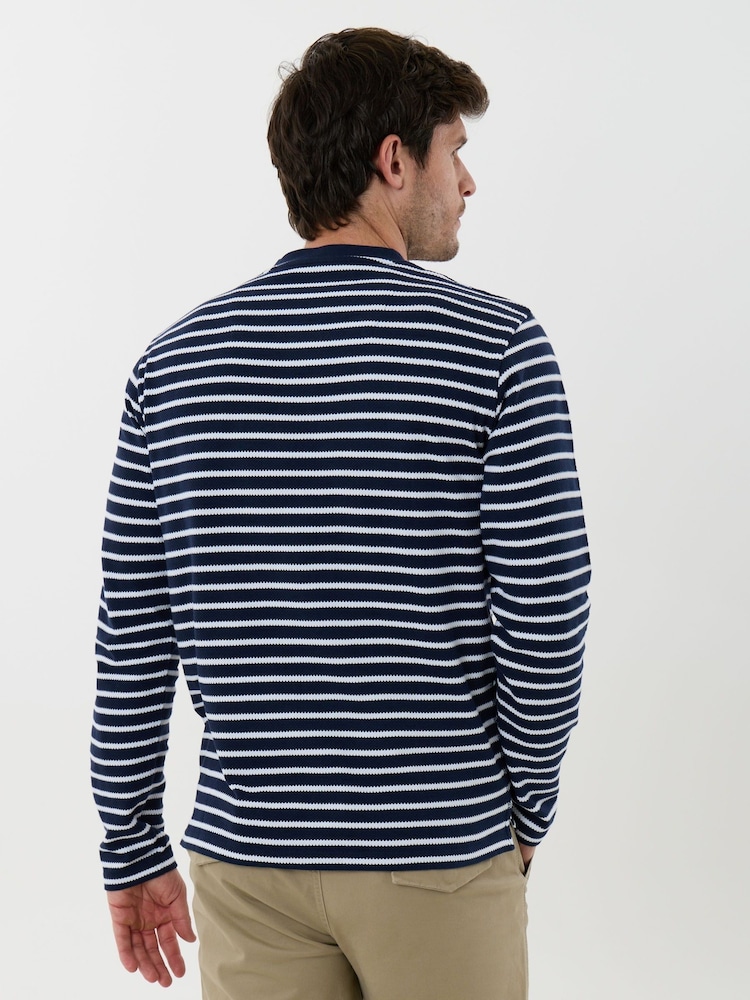 Saltwell Blue Textured Cotton Grandad Collar Top - Image 2 of 5 Saltwell Blue Textured Cotton Grandad Collar Top - Image 2 of 5