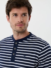 Saltwell Blue Textured Cotton Grandad Collar Top - Image 3 of 5