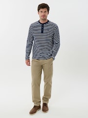 Saltwell Blue Textured Cotton Grandad Collar Top - Image 4 of 5