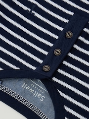 Saltwell Blue Textured Cotton Grandad Collar Top - Image 5 of 5