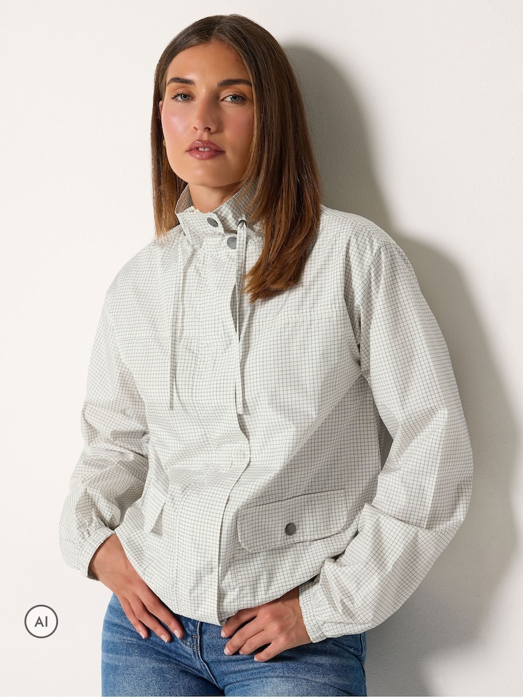Long Tall Sally Cream Check Windbreaker Jacket - Image 1 of 6 Long Tall Sally Cream Check Windbreaker Jacket - Image 1 of 6