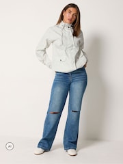 Long Tall Sally Cream Check Windbreaker Jacket - Image 2 of 6