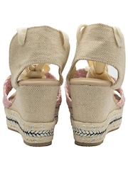 Ravel Pink Hesian Wedge Sandals With Tie Up Lace - Image 3 of 4