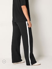 Long Tall Sally Black Contrast Cotton Wide Leg Joggers - Image 3 of 6