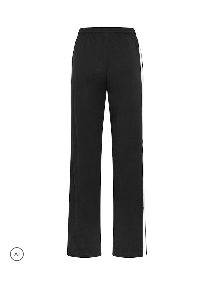 Long Tall Sally Black Contrast Cotton Wide Leg Joggers - Image 6 of 6 Long Tall Sally Black Contrast Cotton Wide Leg Joggers - Image 6 of 6