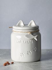 Grey Ceramic Cat Treat Jar - Image 1 of 3