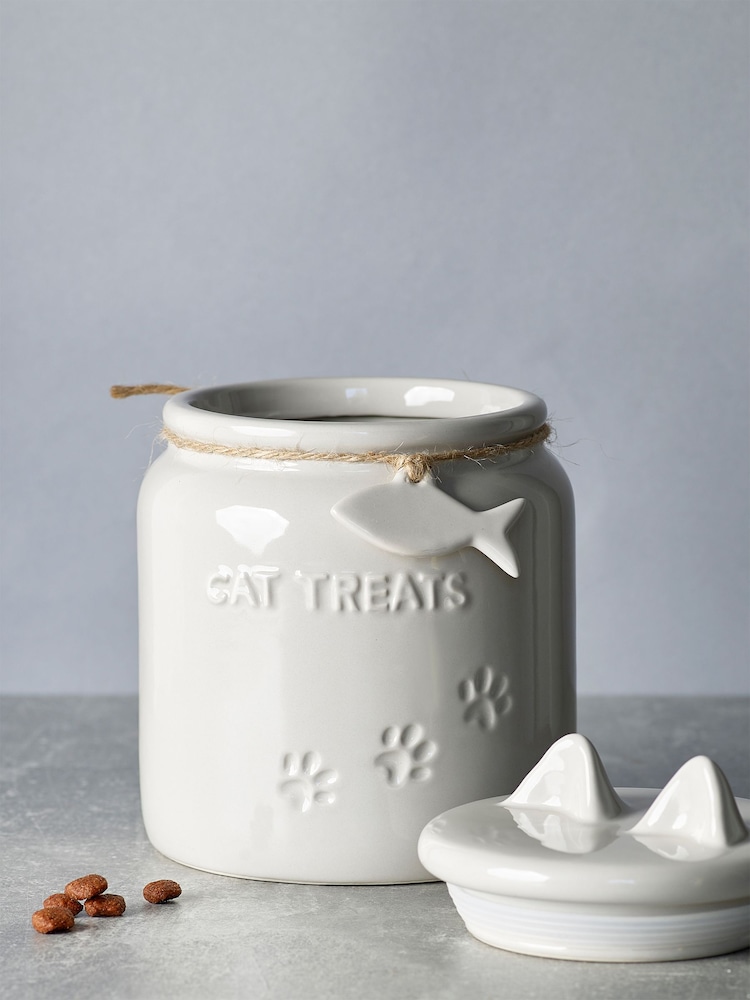 Grey Ceramic Cat Treat Jar - Image 2 of 3 Grey Ceramic Cat Treat Jar - Image 2 of 3