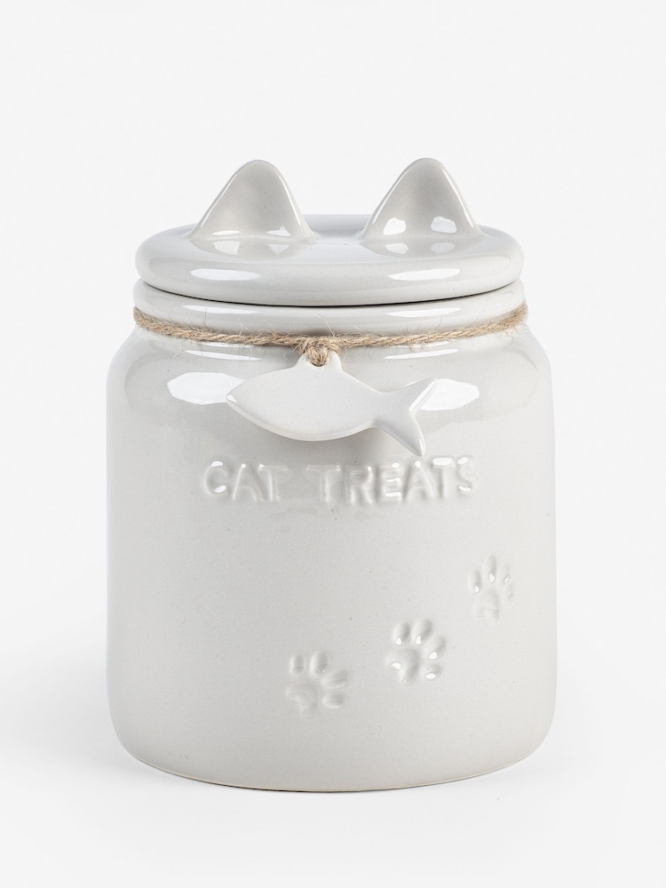 Grey Ceramic Cat Treat Jar - Image 3 of 3