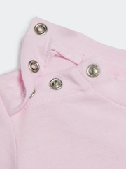 adidas Pink/Grey Sportswear Essentials Lineage Organic Cotton T-Shirt And Shorts Set - Image 4 of 6