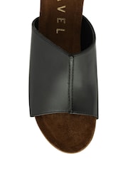Ravel Black Leather Wedge Mule Sandals - Image 4 of 4