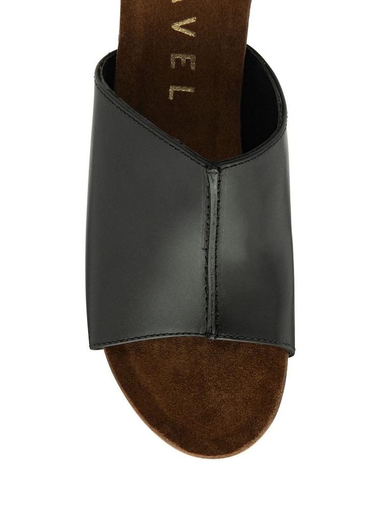 Ravel Black Leather Wedge Mule Sandals - Image 4 of 4