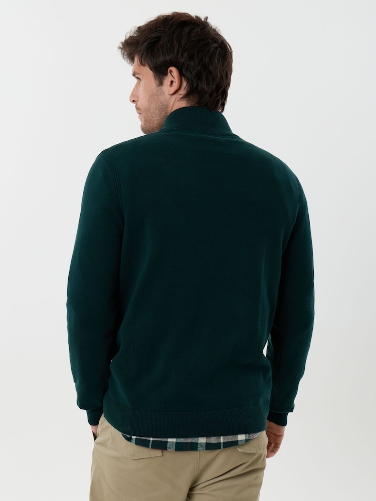 Saltwell Green Cotton Funnel Neck Quarter Zip Jumper - Image 2 of 5 Saltwell Green Cotton Funnel Neck Quarter Zip Jumper - Image 2 of 5