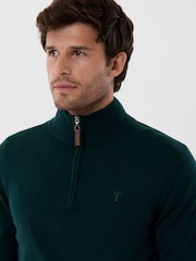Saltwell Green Cotton Funnel Neck Quarter Zip Jumper - Image 4 of 5