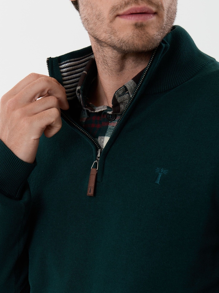 Saltwell Green Cotton Funnel Neck Quarter Zip Jumper - Image 5 of 5 Saltwell Green Cotton Funnel Neck Quarter Zip Jumper - Image 5 of 5