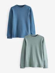 Blue/Teal Thermal Long Sleeve Tops 2 Pack (2-16yrs) - Image 1 of 5
