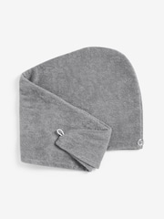 Dove Grey Cosy Egyptian Towelling 100% Cotton Hair Wrap - Image 3 of 4