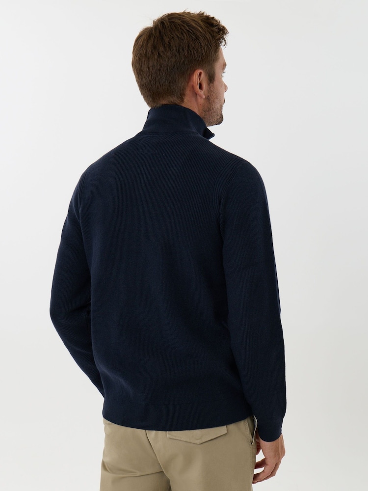 Saltwell Blue Double-Layered Collar Quarter Zip Jumper - Image 2 of 6 Saltwell Blue Double-Layered Collar Quarter Zip Jumper - Image 2 of 6